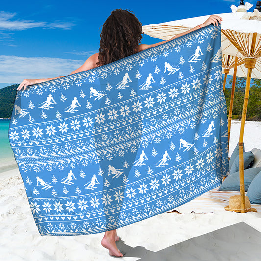 Winter Ski Knitting Pattern Print Beach Sarong Wrap