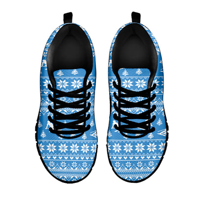 Winter Ski Knitting Pattern Print Black Sneakers