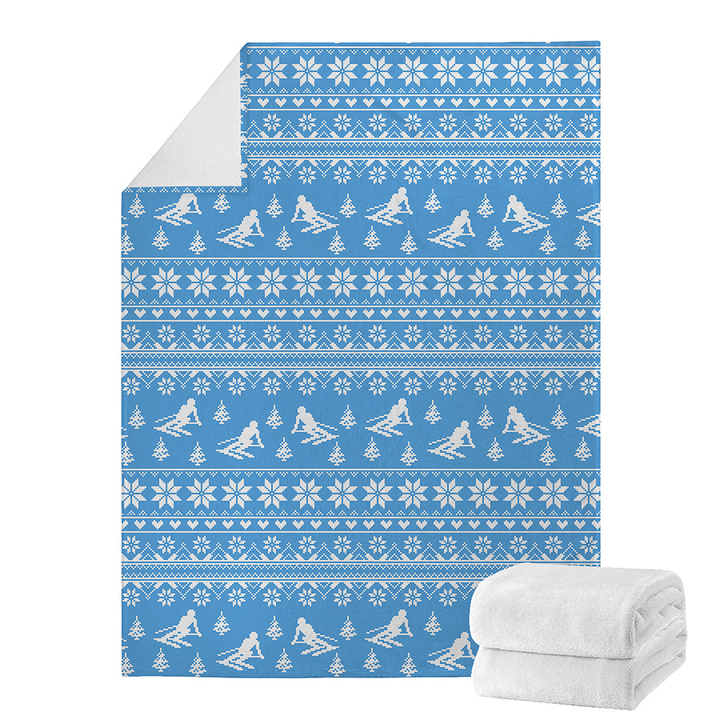 Winter Ski Knitting Pattern Print Blanket