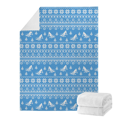 Winter Ski Knitting Pattern Print Blanket