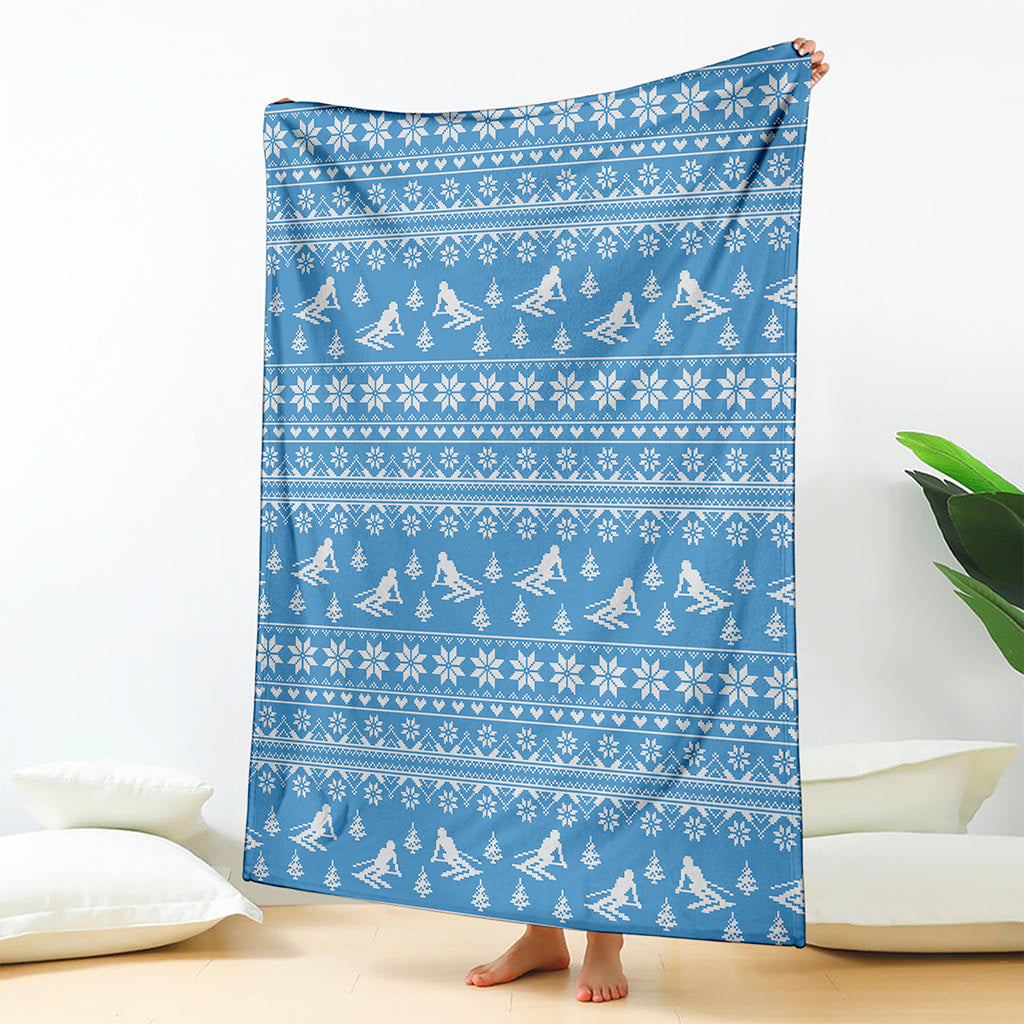 Winter Ski Knitting Pattern Print Blanket