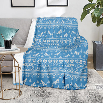 Winter Ski Knitting Pattern Print Blanket