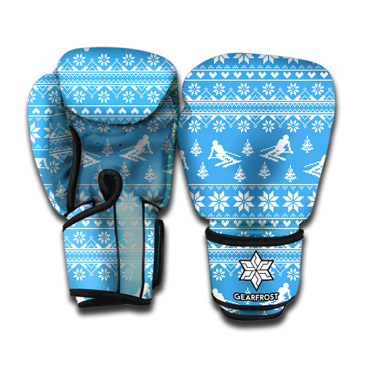 Winter Ski Knitting Pattern Print Boxing Gloves