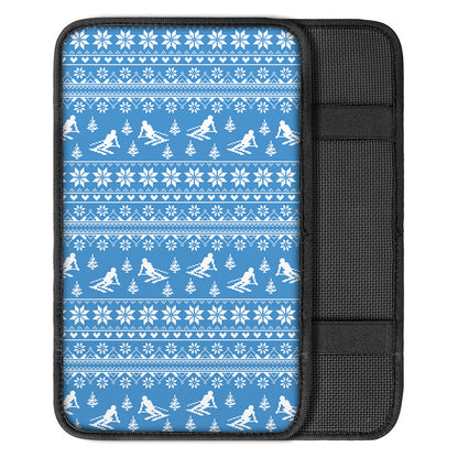 Winter Ski Knitting Pattern Print Car Center Console Cover