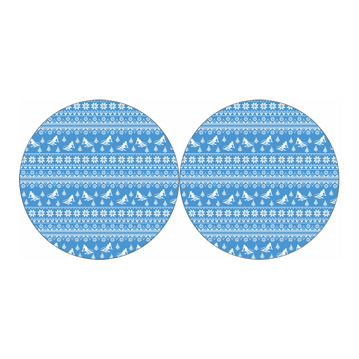 Winter Ski Knitting Pattern Print Car Coasters
