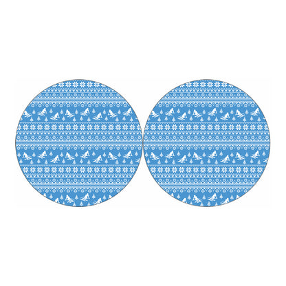 Winter Ski Knitting Pattern Print Car Coasters