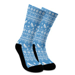 Winter Ski Knitting Pattern Print Crew Socks