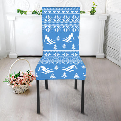 Winter Ski Knitting Pattern Print Dining Chair Slipcover