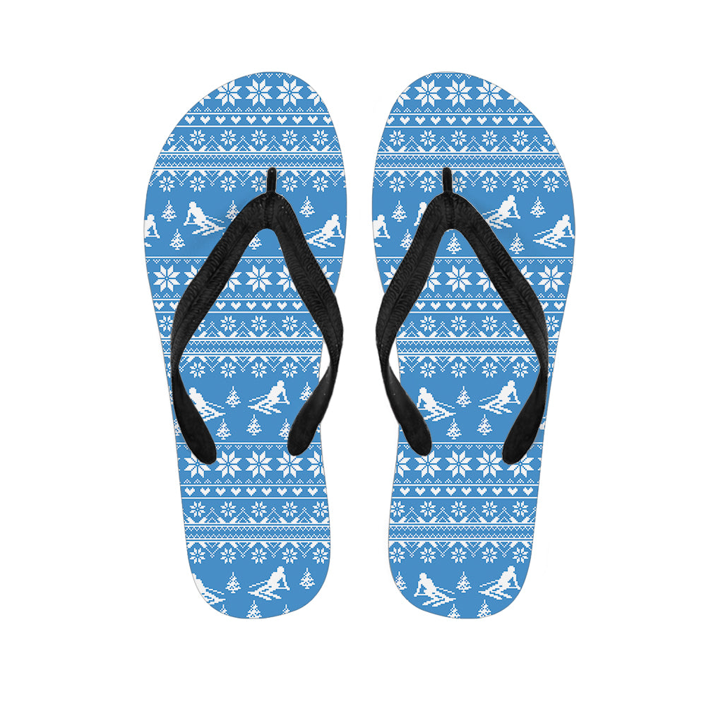 Winter Ski Knitting Pattern Print Flip Flops