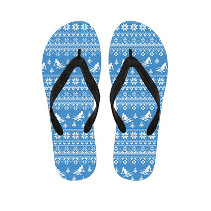 Winter Ski Knitting Pattern Print Flip Flops