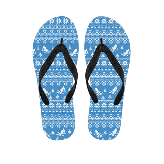Winter Ski Knitting Pattern Print Flip Flops
