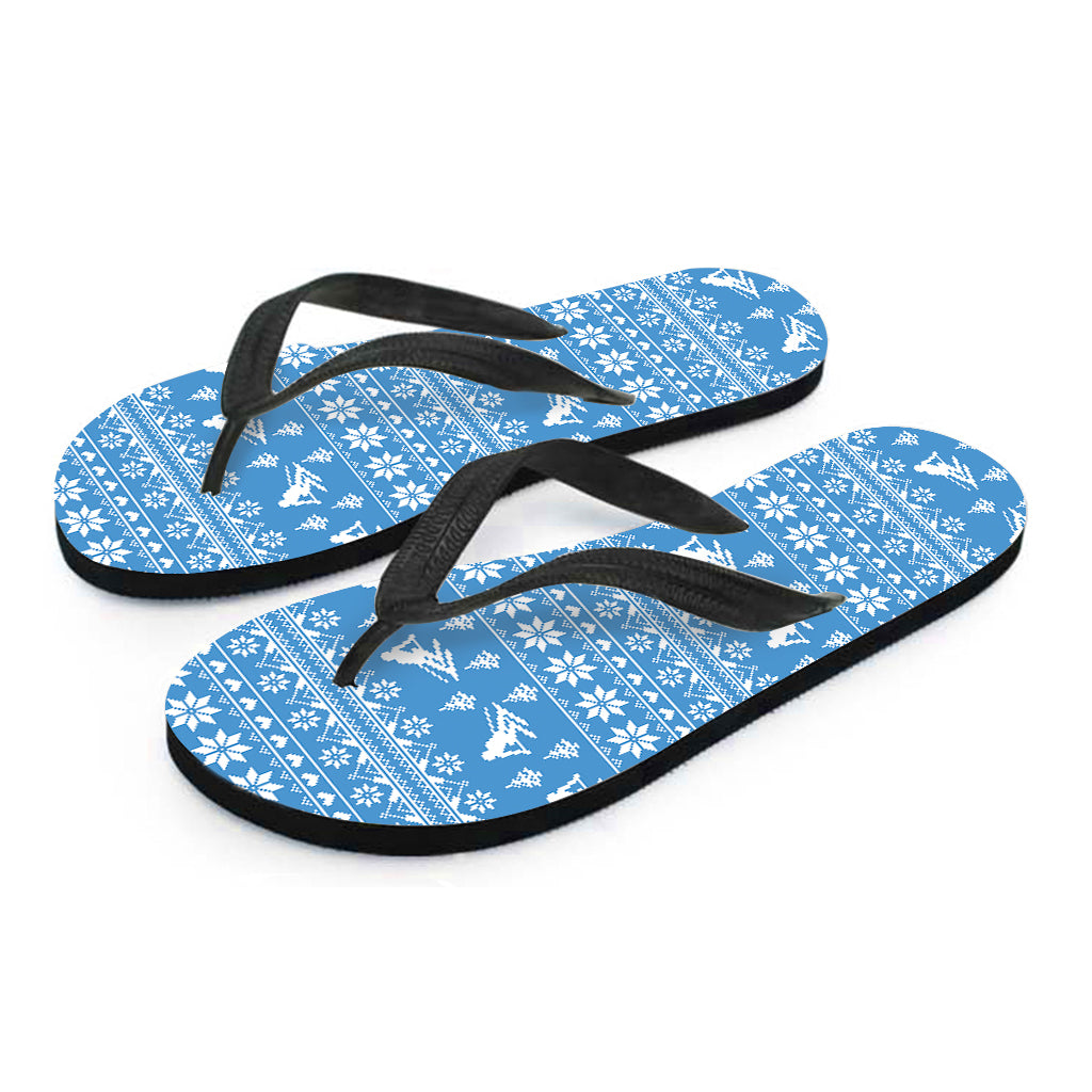 Winter Ski Knitting Pattern Print Flip Flops