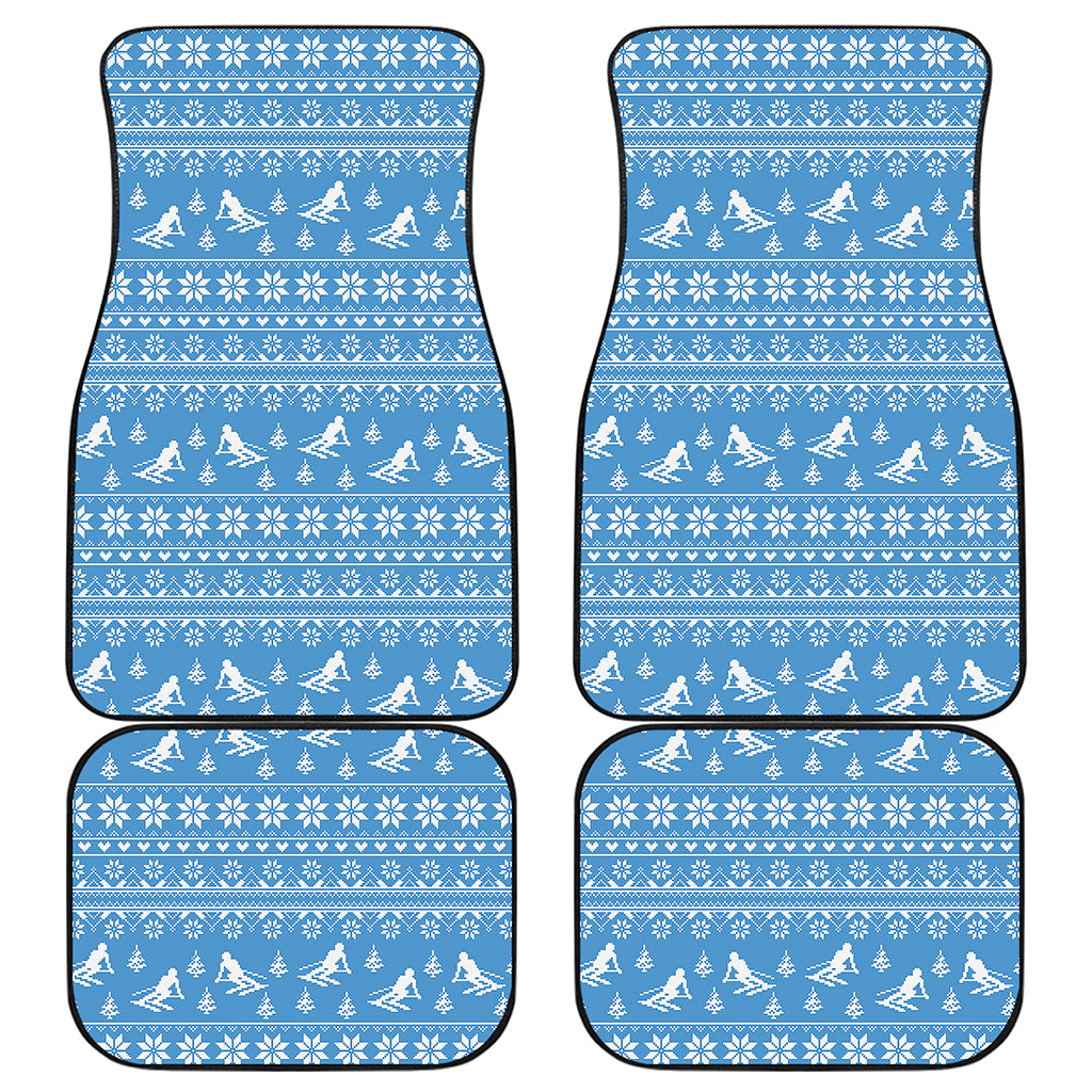 Winter Ski Knitting Pattern Print Front and Back Car Floor Mats