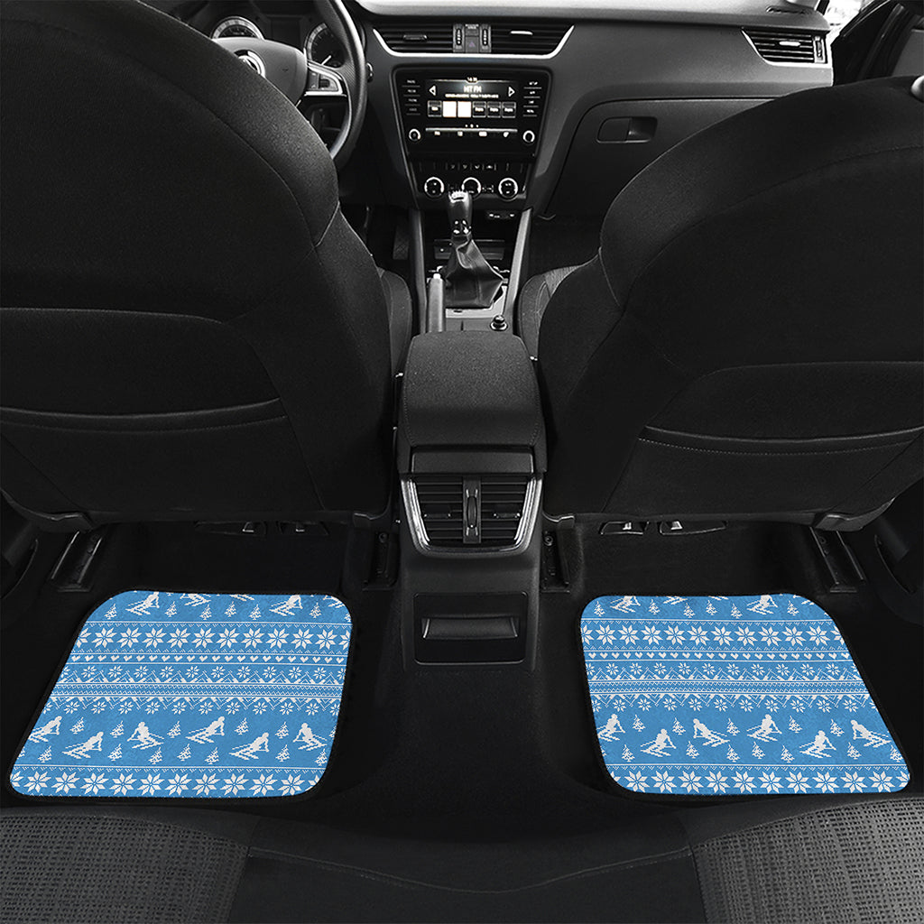 Winter Ski Knitting Pattern Print Front and Back Car Floor Mats