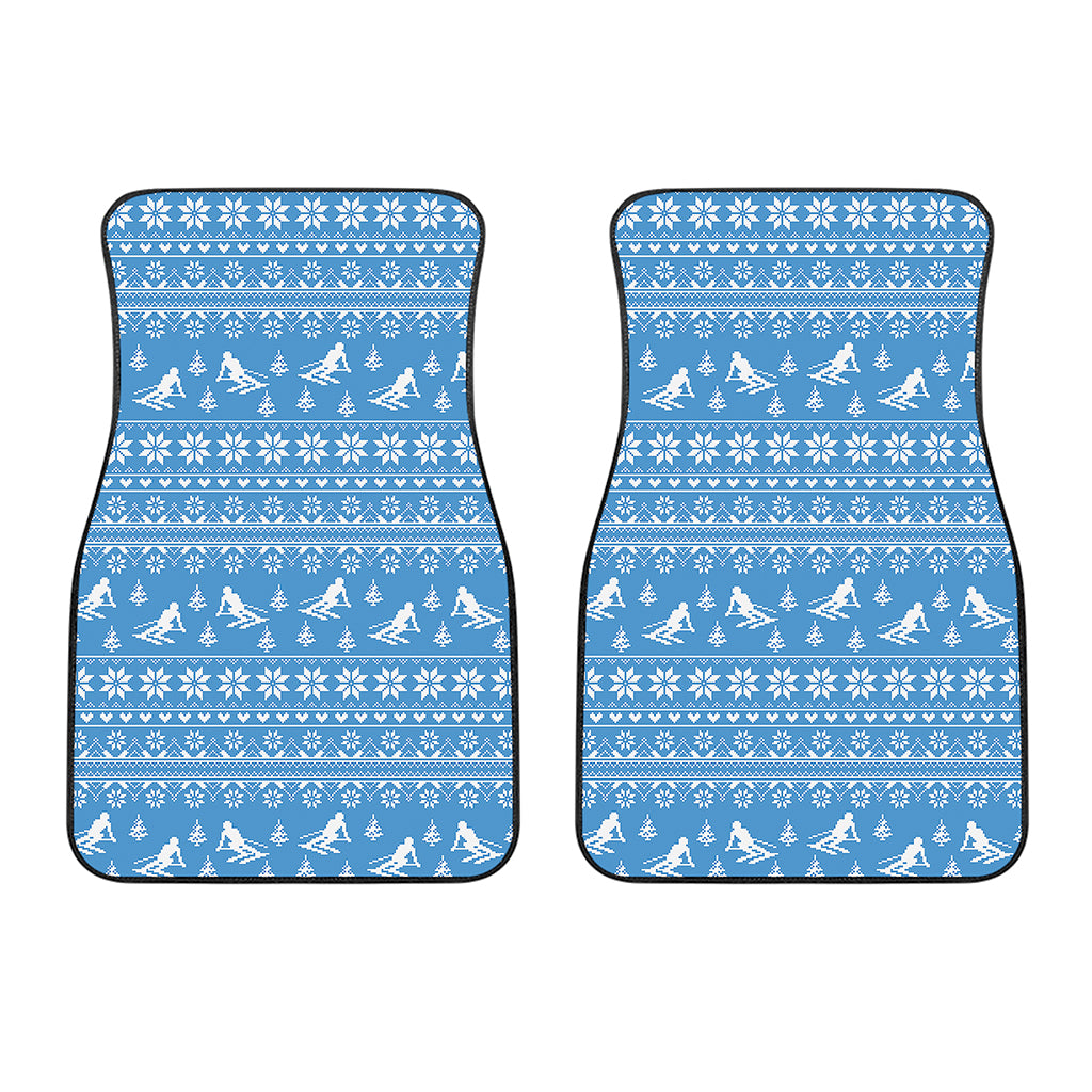 Winter Ski Knitting Pattern Print Front Car Floor Mats