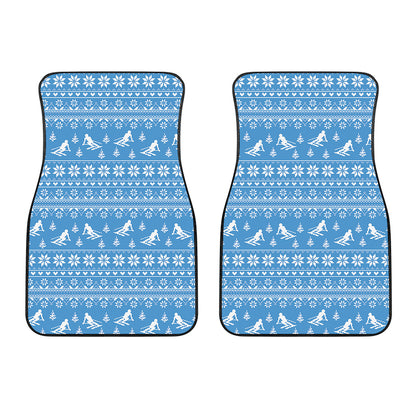 Winter Ski Knitting Pattern Print Front Car Floor Mats