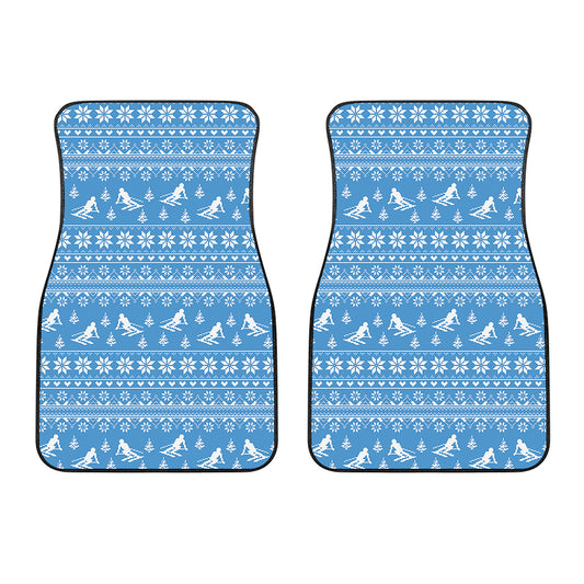 Winter Ski Knitting Pattern Print Front Car Floor Mats