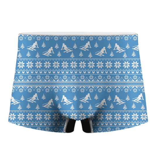 Winter Ski Knitting Pattern Print Men's Boxer Briefs