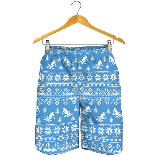 Winter Ski Knitting Pattern Print Men's Shorts