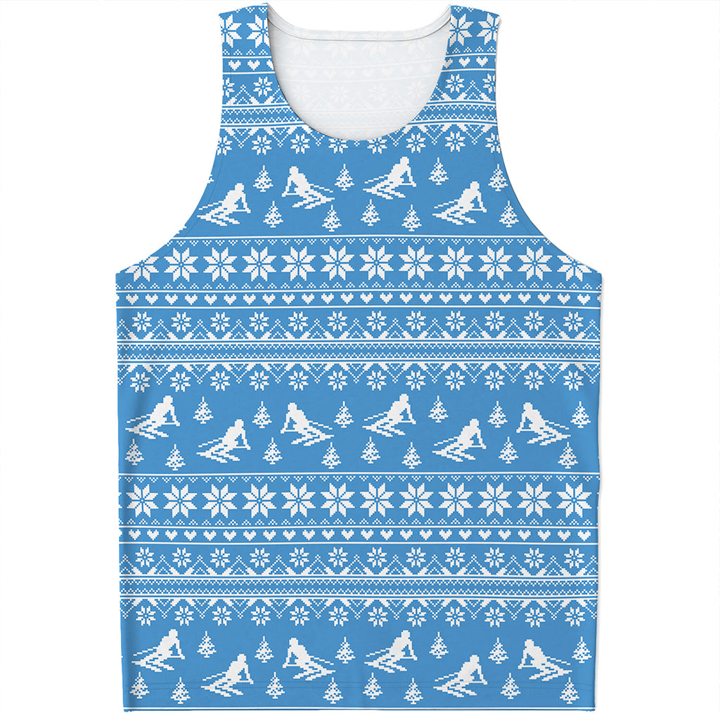 Winter Ski Knitting Pattern Print Men's Tank Top