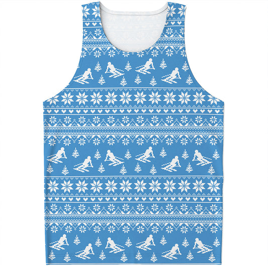Winter Ski Knitting Pattern Print Men's Tank Top