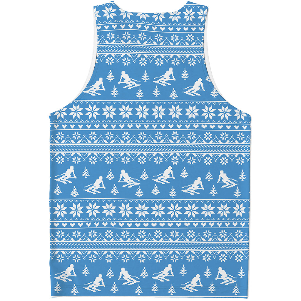 Winter Ski Knitting Pattern Print Men's Tank Top