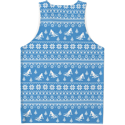 Winter Ski Knitting Pattern Print Men's Tank Top