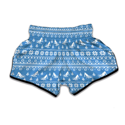 Winter Ski Knitting Pattern Print Muay Thai Boxing Shorts