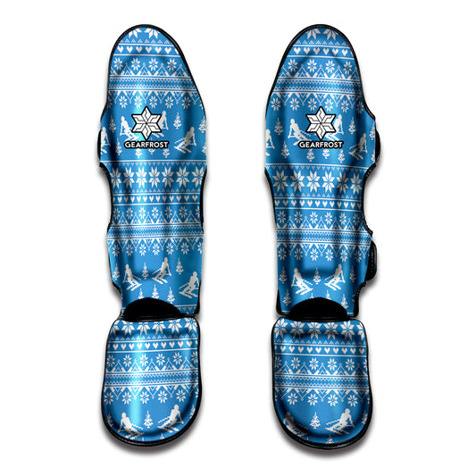 Winter Ski Knitting Pattern Print Muay Thai Shin Guard
