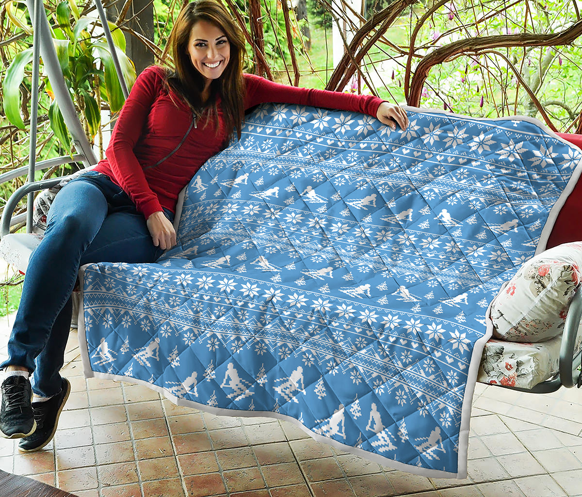 Winter Ski Knitting Pattern Print Quilt