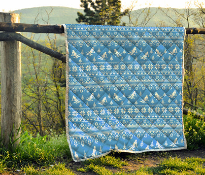 Winter Ski Knitting Pattern Print Quilt
