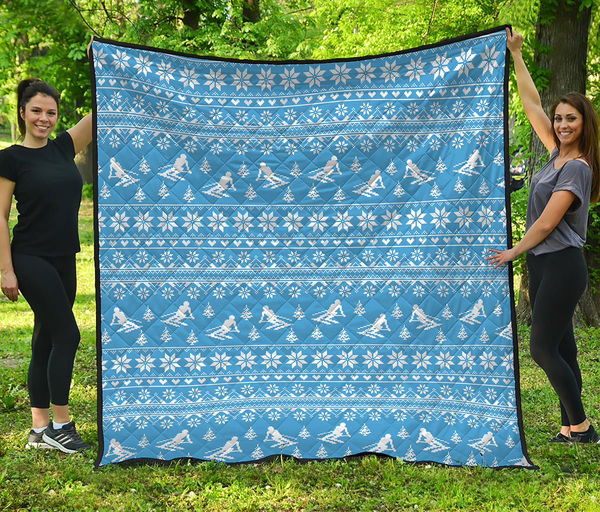 Winter Ski Knitting Pattern Print Quilt