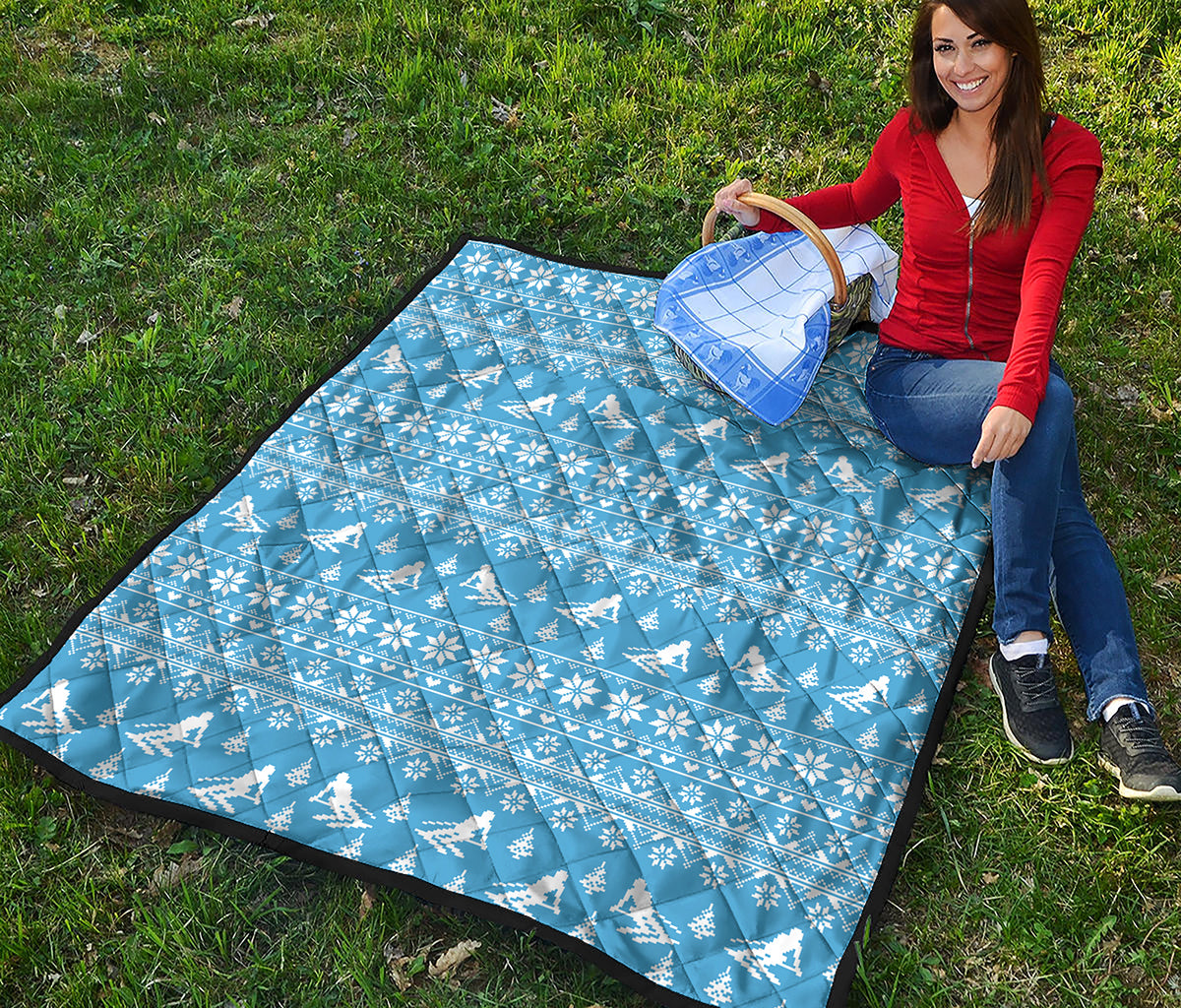 Winter Ski Knitting Pattern Print Quilt