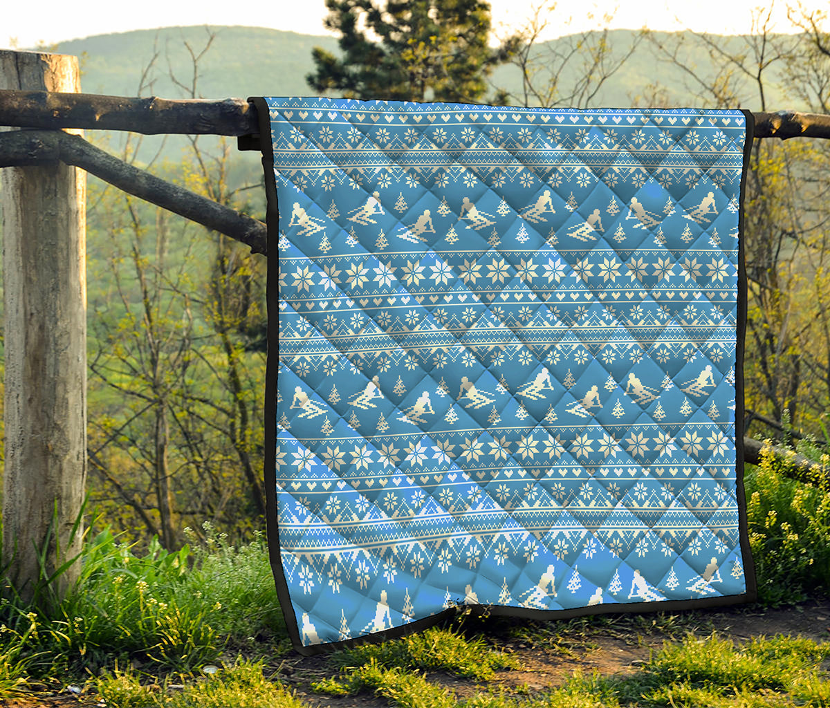 Winter Ski Knitting Pattern Print Quilt
