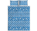 Winter Ski Knitting Pattern Print Quilt Bed Set