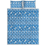 Winter Ski Knitting Pattern Print Quilt Bed Set
