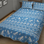 Winter Ski Knitting Pattern Print Quilt Bed Set