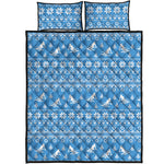 Winter Ski Knitting Pattern Print Quilt Bed Set