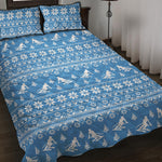 Winter Ski Knitting Pattern Print Quilt Bed Set