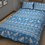Winter Ski Knitting Pattern Print Quilt Bed Set