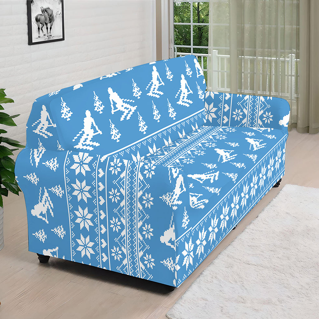 Winter Ski Knitting Pattern Print Sofa Cover