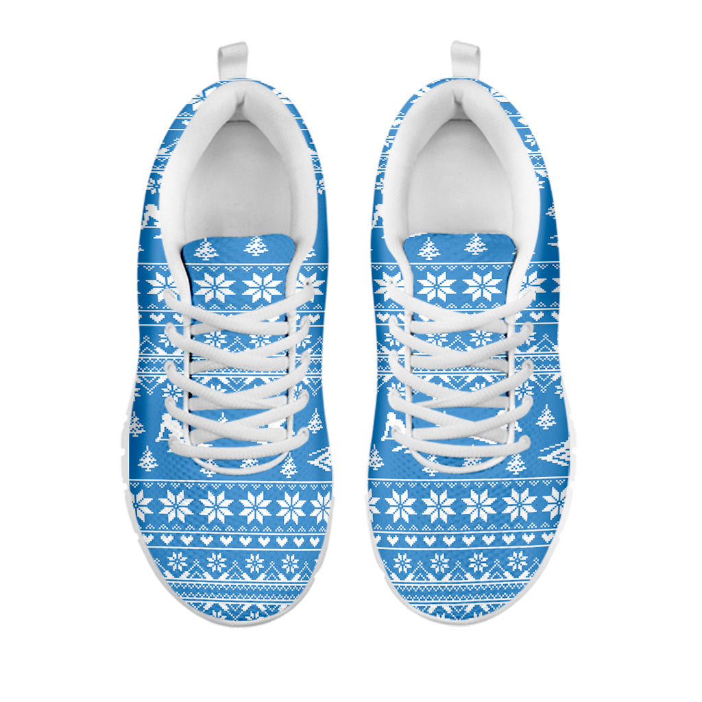 Winter Ski Knitting Pattern Print White Sneakers