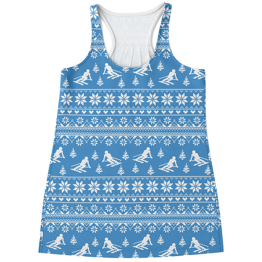 Winter Ski Knitting Pattern Print Women's Racerback Tank Top