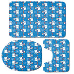 Winter Snowman Pattern Print 3 Piece Bath Mat Set