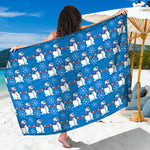 Winter Snowman Pattern Print Beach Sarong Wrap
