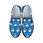 Winter Snowman Pattern Print Black Slip On Shoes