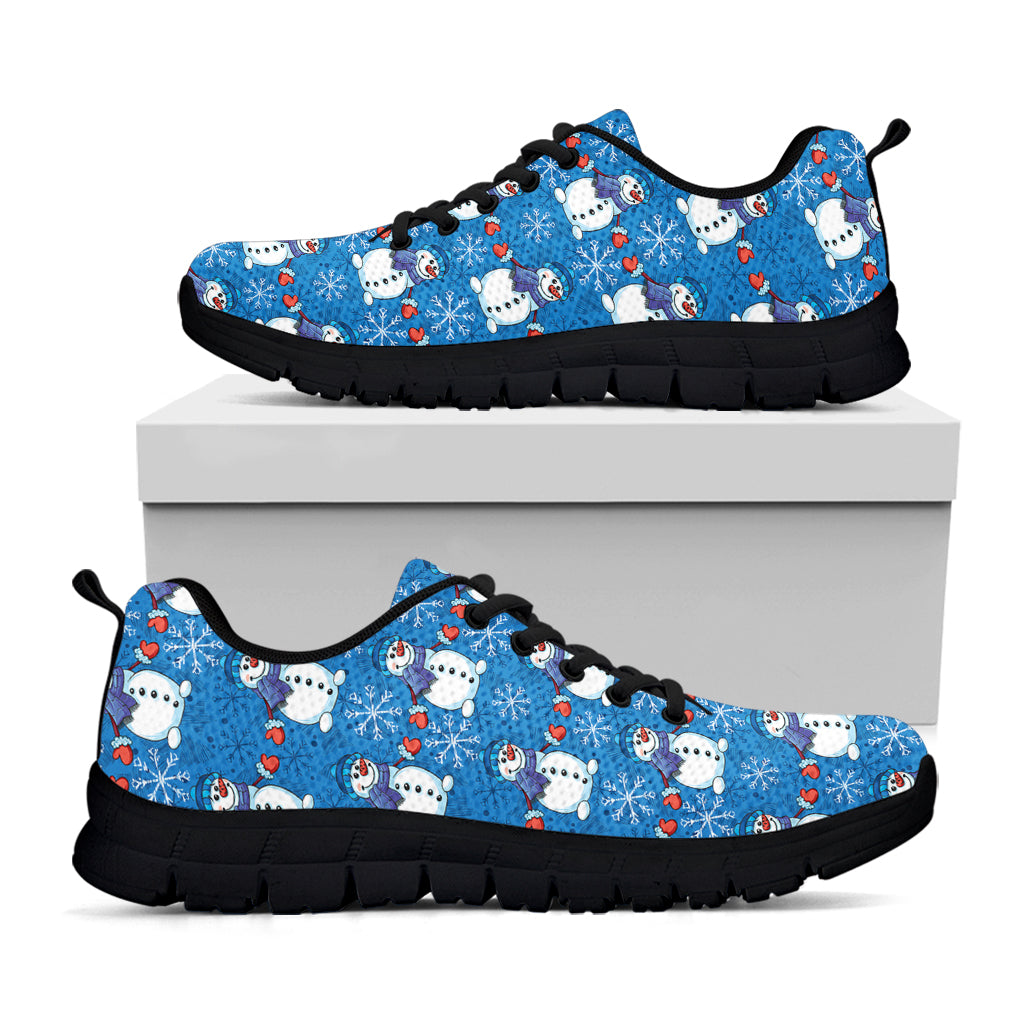 Winter Snowman Pattern Print Black Sneakers