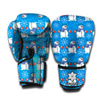 Winter Snowman Pattern Print Boxing Gloves