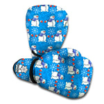 Winter Snowman Pattern Print Boxing Gloves