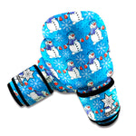 Winter Snowman Pattern Print Boxing Gloves